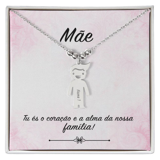 Coração e a Alma da  Família - Colar Personalizado para Mãe